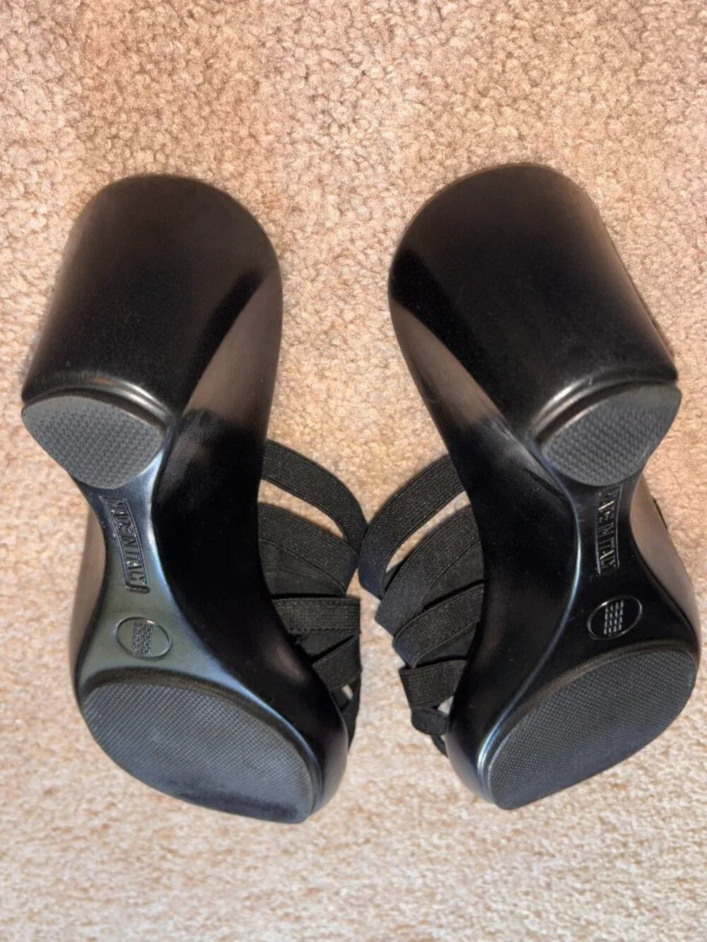 Italian Shoemakers Black Stretch Strappy Wedge Sandals 9M